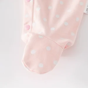 y801 - Pink And White Embroidered Bunny Baby Jumpsuit - Image 4
