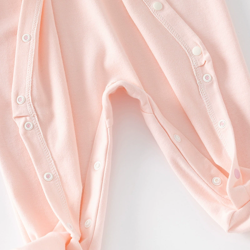 y800 - Pink Embroidered Bunny Baby Jumpsuit - Image 4