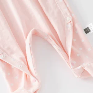 y801 - Pink And White Embroidered Bunny Baby Jumpsuit - Image 3