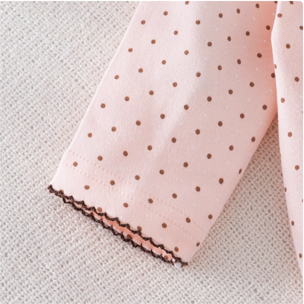 y799 - Pink Coffee Dot Bunny Baby Jumpsuit - Image 4