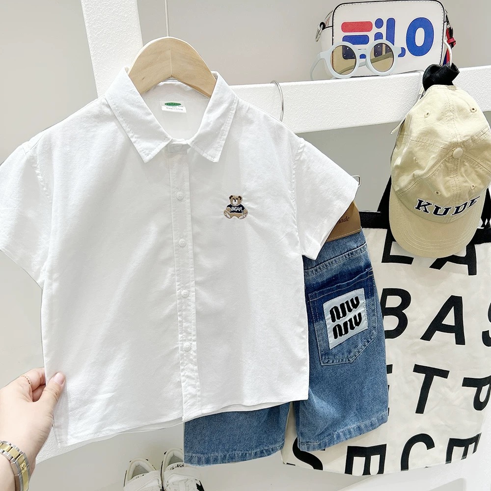 y841 - Embroidered Bear Shirt Top - Image 3