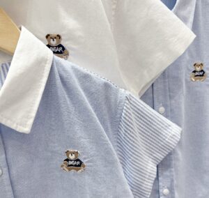 y841 - Embroidered Bear Shirt Top - 图片 9