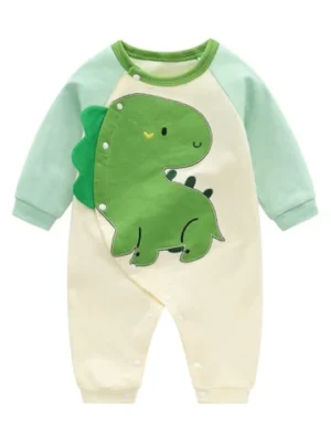 y856 - Dinosaur Cotton Long Sleeve Jumsuit - 图片 2