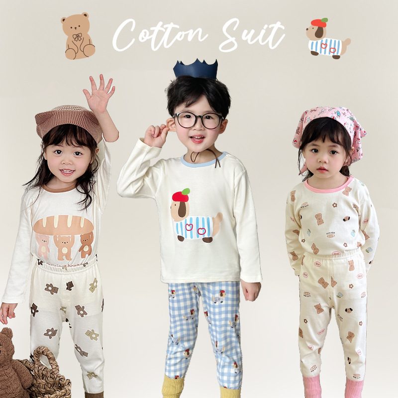 y912 - Cute Cartoon Cotton Suit Pajamas - 图片 2