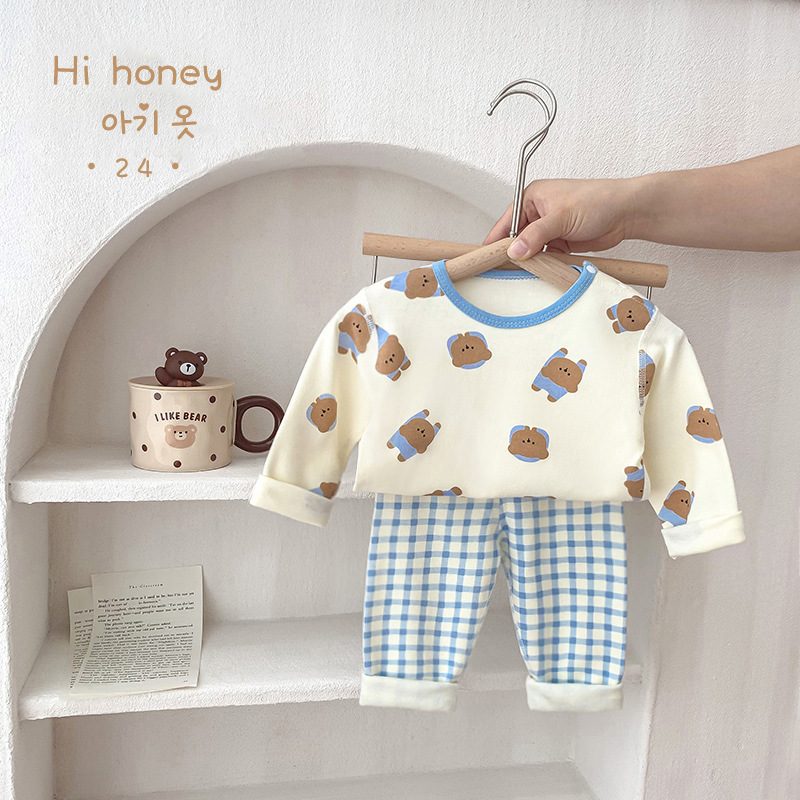 y912 - Cute Cartoon Cotton Suit Pajamas - 图片 10