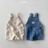 y992 - Korean Style Denim Overalls Shorts - 图片 1