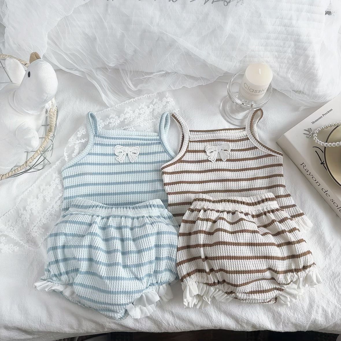 y998 - Ribbon Striped Sleeveless Set - Image 2