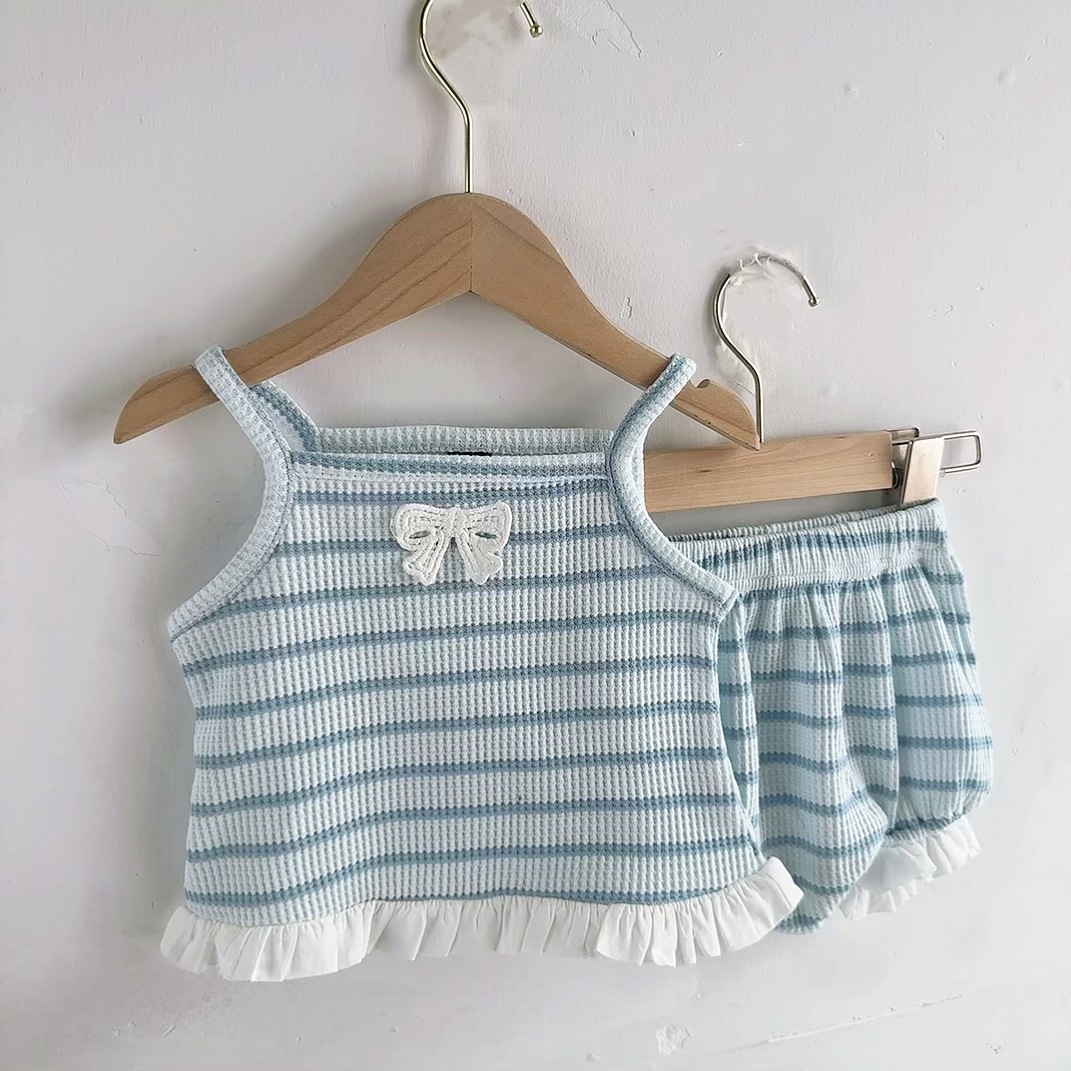 y998 - Ribbon Striped Sleeveless Set - Image 5