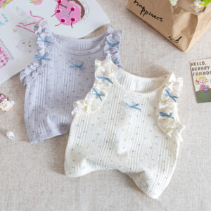 y1117 - White Blue Ribbon Vest - 图片 2