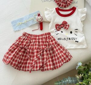 y1113 - Kitty Plaid Dress Set - Image 2