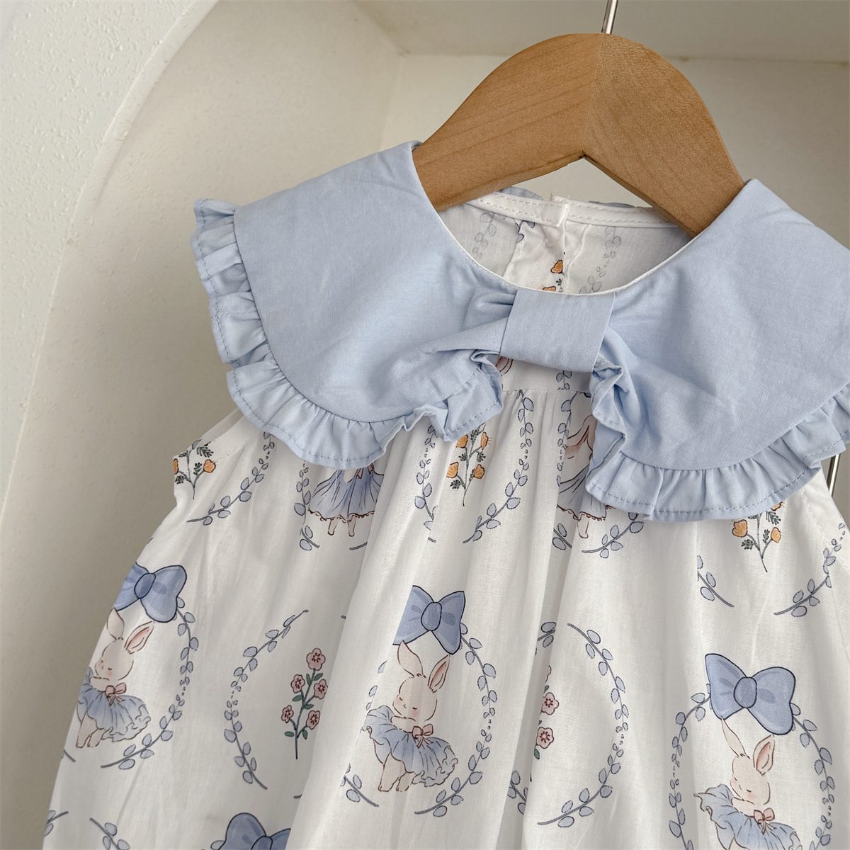 y1047 - Blue Collar Bunny Romper + Socks Set - Image 5
