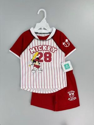 y1026 - Striped Mickey Red Set