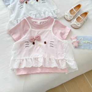 y1110 - Cute Kitty 2 in 1 T-shirt - 图片 2
