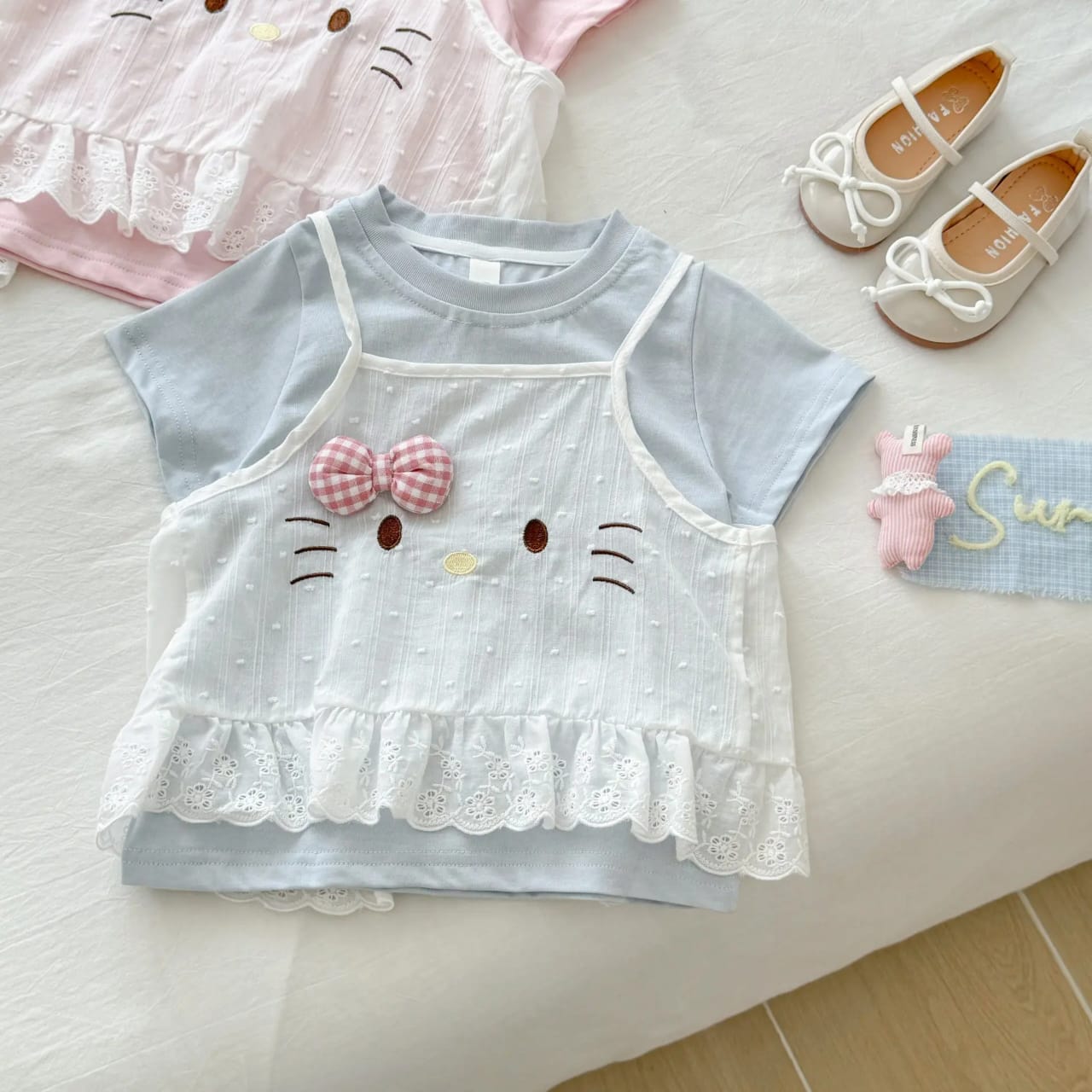 y1110 - Cute Kitty 2 in 1 T-shirt - 图片 3