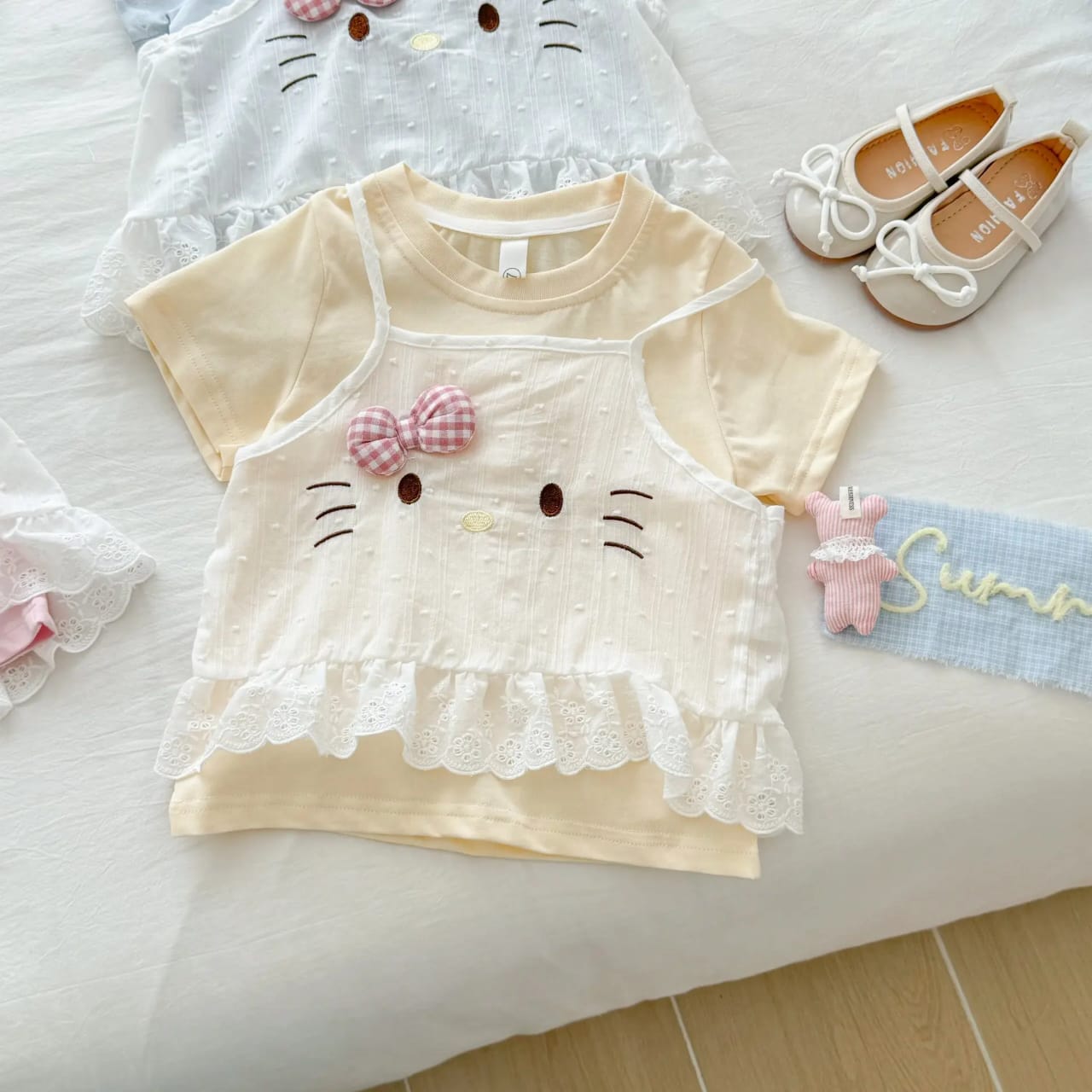 y1110 - Cute Kitty 2 in 1 T-shirt - 图片 4