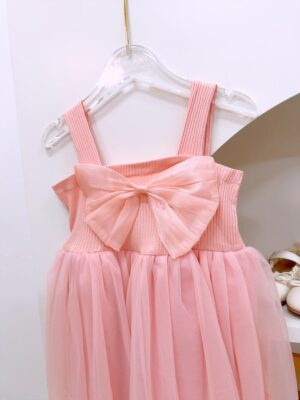 y1155 - Big Ribbon Thread Cotton Mesh Suspender Dress - 图片 6