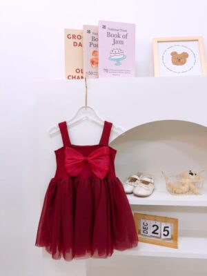 y1155 - Big Ribbon Thread Cotton Mesh Suspender Dress - 图片 3