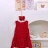 y1157 - Mini Flower Red Dress With Headband - 图片 1