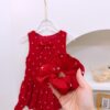 y1157 - Mini Flower Red Dress With Headband - 图片 2