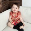 y1182 - Red Gourd Vest Suit & Dress Matching Outfits - Image 2