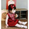 y1201 - CNY Premium Pink & Red Wave Cloud Cheongsam Dress - 图片 2