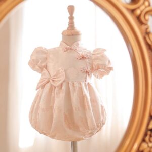 y1215 - CNY Premium Pink Flower Romper - 图片 2