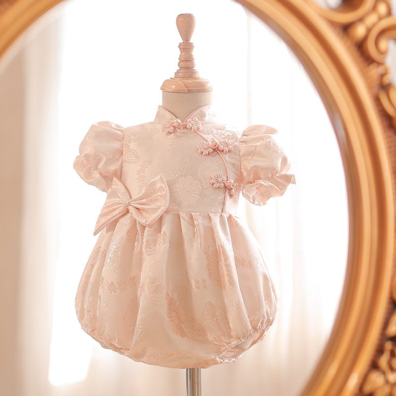 y1215 - CNY Premium Pink Flower Romper - Image 2