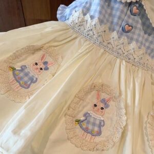 y1220 - Bunny Lace Plaid Dress - 图片 4