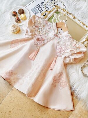 y1216 - CNY Premium Pink Peony Cheongsam With Shawl - 图片 6