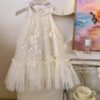 y1192 - Halter Neck White Mesh Princess Dress - 图片 4