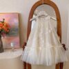 y1192 - Halter Neck White Mesh Princess Dress - 图片 3