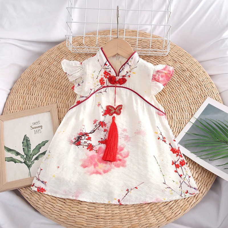 y1161 - CNY Plum Bossom Chinese Frog Romper & Dress - Image 2