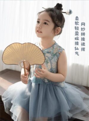 y1169 - CNY Blue & Green Patchwork Dress - 图片 3