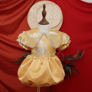 y1209 - CNY Premium Yellow Peony Romper With Shawl