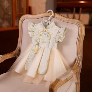 y1210 - CNY Premium Flying Sleeves Frog Cheongsam Dress - 图片 5