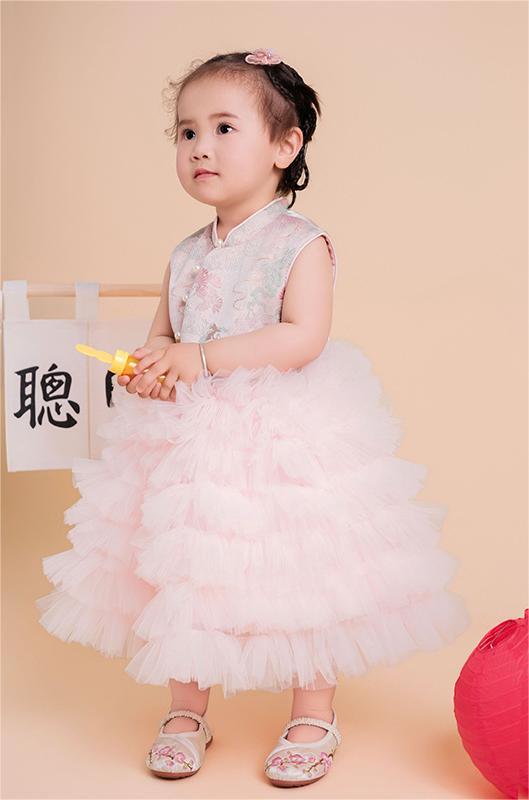 y1208 - CNY Premium Pink Peony Tutu Dress