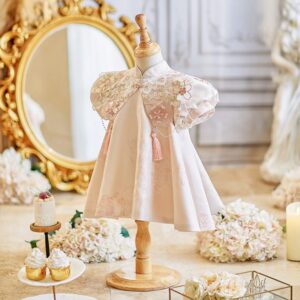 y1216 - CNY Premium Pink Peony Cheongsam With Shawl - 图片 2