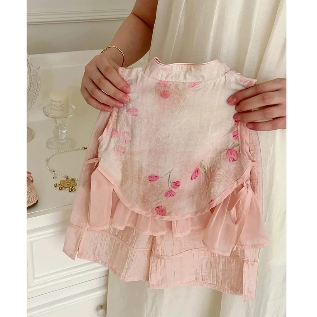 y1179 - CNY Peach Blossom Pink Vest Set - Image 4