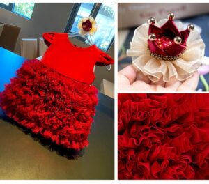 y1196 - CNY Premium Pink & Red Tutu Dress With Crown Headband - 图片 9