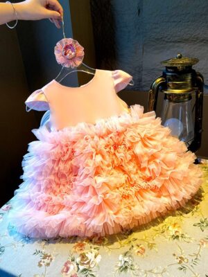 y1196 - CNY Premium Pink & Red Tutu Dress With Crown Headband - 图片 7