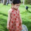 y1182 - Red Gourd Vest Suit & Dress Matching Outfits - Image 4