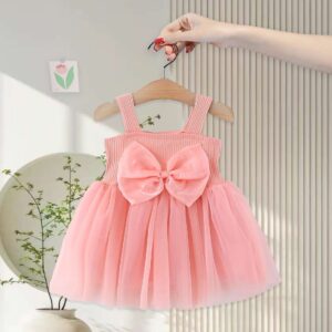 y1155 - Big Ribbon Thread Cotton Mesh Suspender Dress - 图片 5