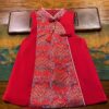 y1199 - CNY Premium Pink & Red Cheongsam Dress With Hair Clip - Image 1