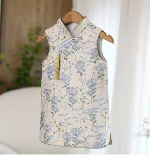 y1203 - CNY Premium 4 Style Blue Flower Dress - 图片 4