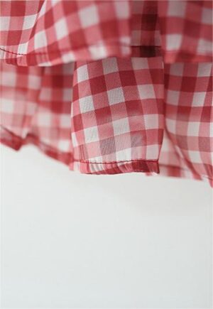 y1183 - Red Plaid Tiered Dress - 图片 3