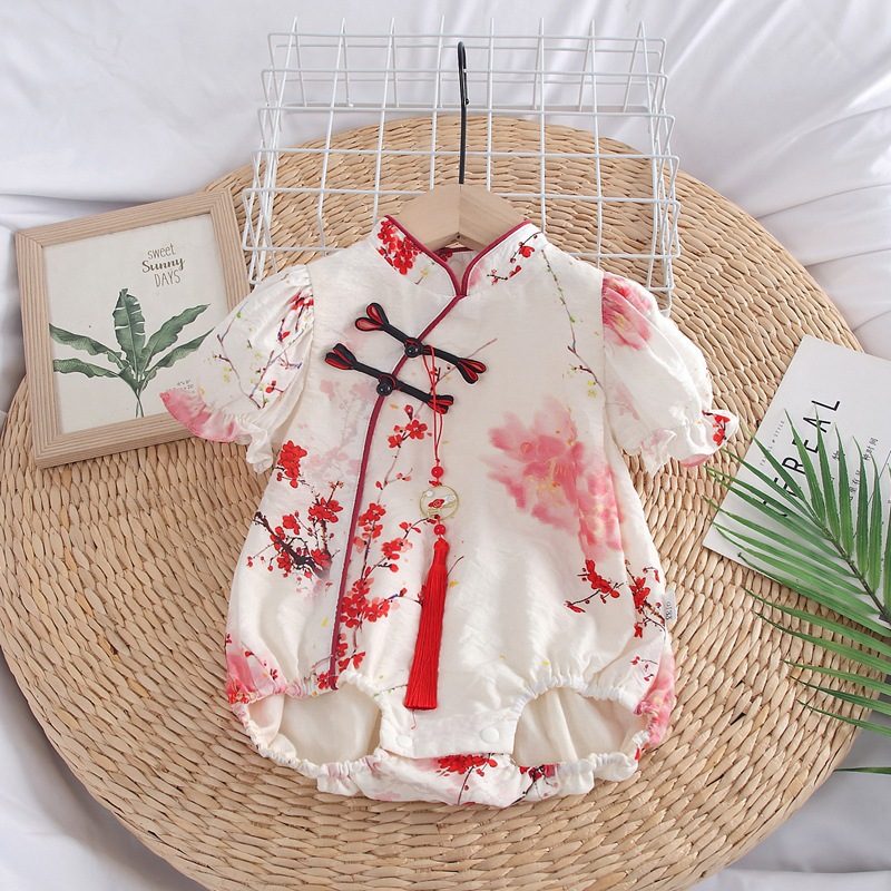 y1161 - CNY Plum Bossom Chinese Frog Romper & Dress - Image 1