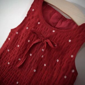 y1157 - Mini Flower Red Dress With Headband - 图片 5