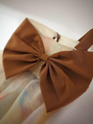 y1188 - Coffee Ribbon Dress - 图片 3