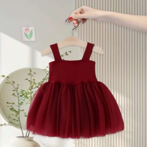 y1155 - Big Ribbon Thread Cotton Mesh Suspender Dress - 图片 10