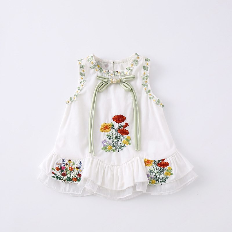 y1167 - CNY Peony White Dress - 图片 1